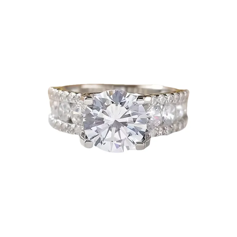 Stone On The Line S925 Silver Moissanite Rings Unisex-0