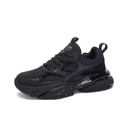 JEEP SPIRIT Darth Vader Slip Resistant, Breathable, Height Increasing Low Top Chunky Sneakers Men
s Black