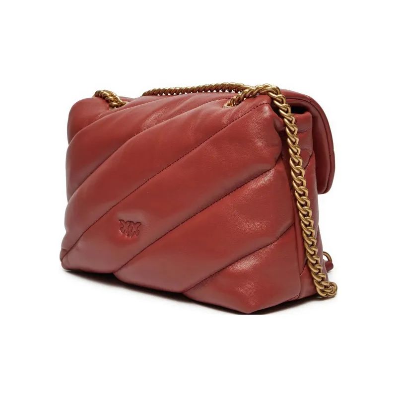 PINKO Love Bag Lambskin Crossbody Bag Shoulder Bag Women's Deep Red-3
