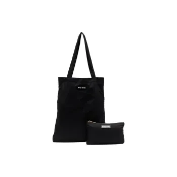 MIU MIU Nylon Fabric Tote Bag Shopping Bag Handbag Women's Black
