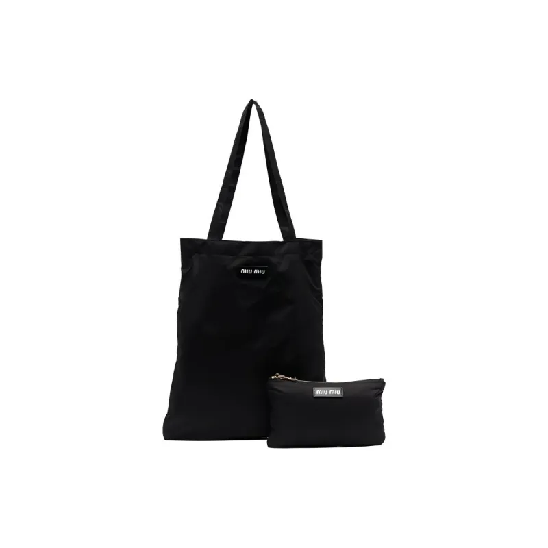 MIU MIU Nylon Fabric Tote Bag Shopping Bag Handbag Women's Black-0