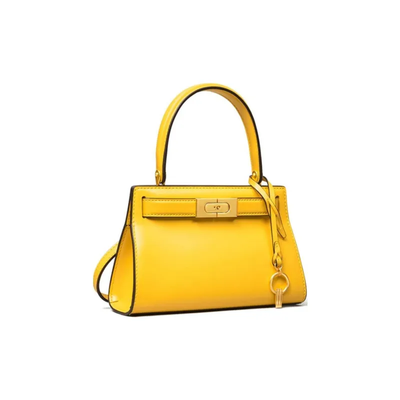 TORY BURCH Lee Radziwill Cow Leather Tote Portable Crossbody Bag, Shoulder Bag Women's Lemon-2
