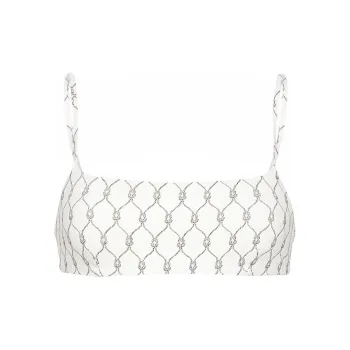 TORY BURCH Knot Printed Cropped Bikini Top