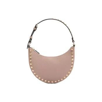 Valentino GARAVANI Grain Calfskin Hobo Bag, One Shoulder Handbag Mini Women's Powder Color