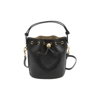 TORY BURCH T Monogram Leather Bucket Bags Shoulder Bag Crossbody Bag Handbag Mini Women's Black