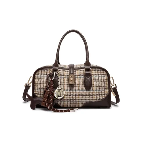 FAIRWHALE Cow Leather With Wool Crossbody Handbags Women's Coffee