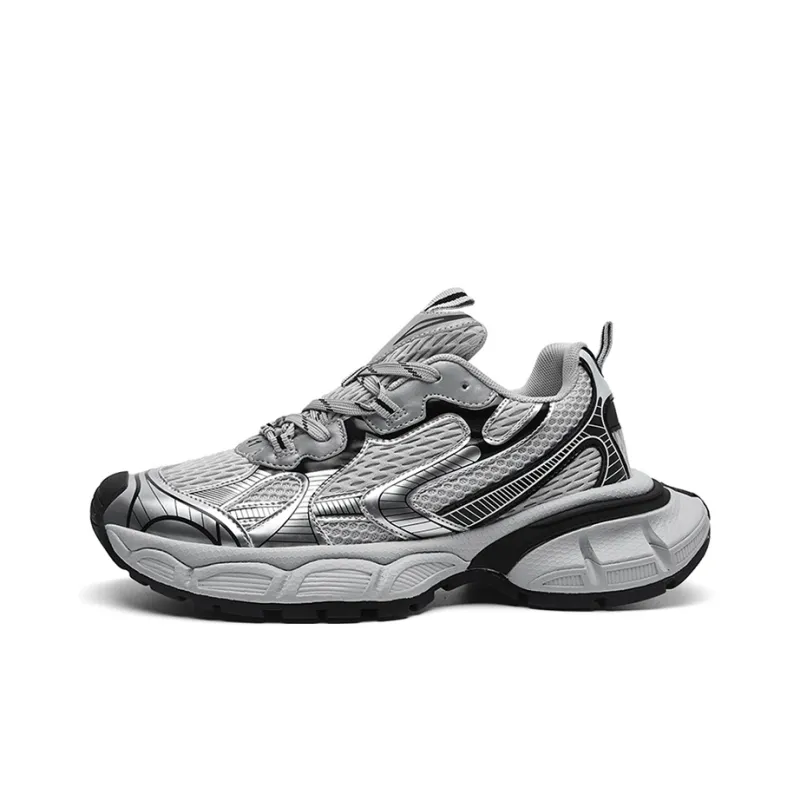 Hong Kong Meng Anti-Slip And Wear-Resistant Height Increasing Low-Top Chunky Sneakers Unisex Silver-1