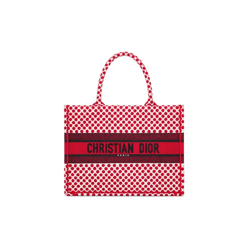 DIOR BookTote Embroidery Totes Handbags Small Size Women's Red-0