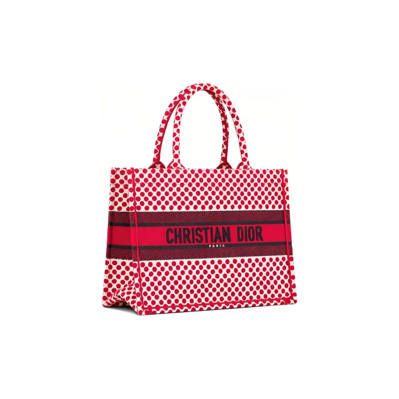 DIOR BookTote Embroidery Totes Handbags Small Size Women's Red-2