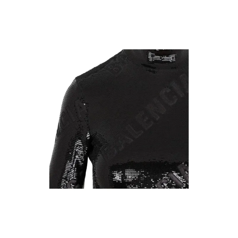Balenciaga All Over Sequin Embellished Highneck Dress-3
