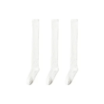 Cheemy Free Thigh high Socks Women's 3 Pack Milk White