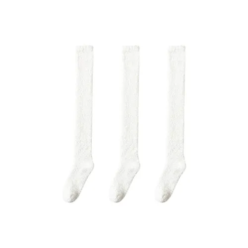 Cheemy Free Thigh high Socks Women's 3 Pack Milk White