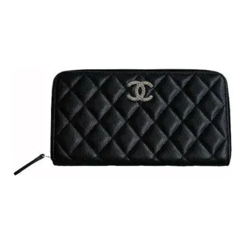 CHANEL Cc Long Zipped Wallet Black AP3181