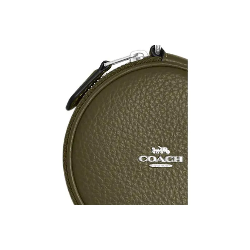 COACH Pebbled Leather Coin Purse Women's Olive Green-1