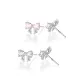 Butterfly Stud Earrings with White Zircon+Pink Zircon[S999 Fine Silver]
