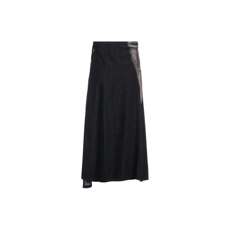 Yohji Yamamoto Denim Long Skirt Women's Black-1