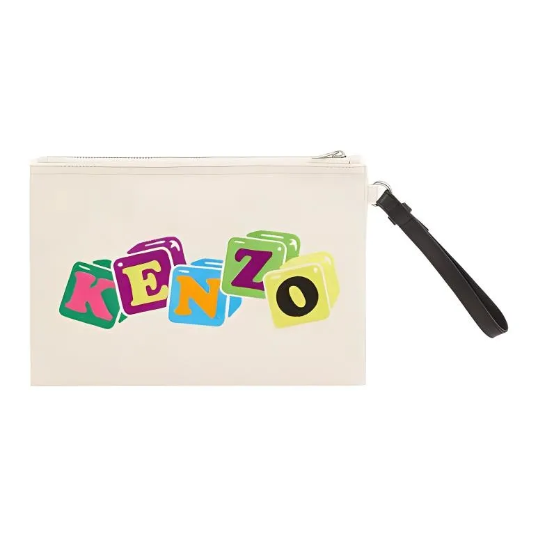 KENZO Motif Embroidered Zipped Clutch Bag-1