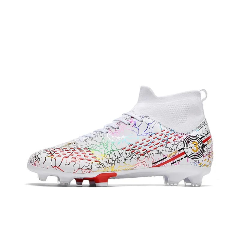 BIANSULONG Soccer Shoes Unisex High Top White Red-0