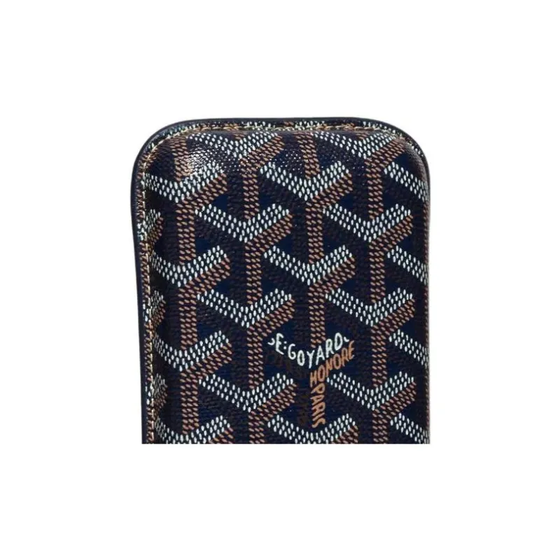 GOYARD Churchill Canvas With Heifer Skin Dog's Teeth Cigar Box Bag Merch Unisex Marine Blue-1