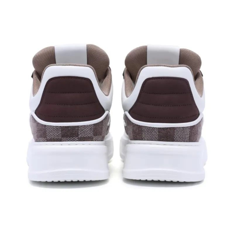 Satchi Slip Resistant Cushioning Wear Resistant Breathable Height Increasing Low Top Skateboard Shoes Men's Coffee-4