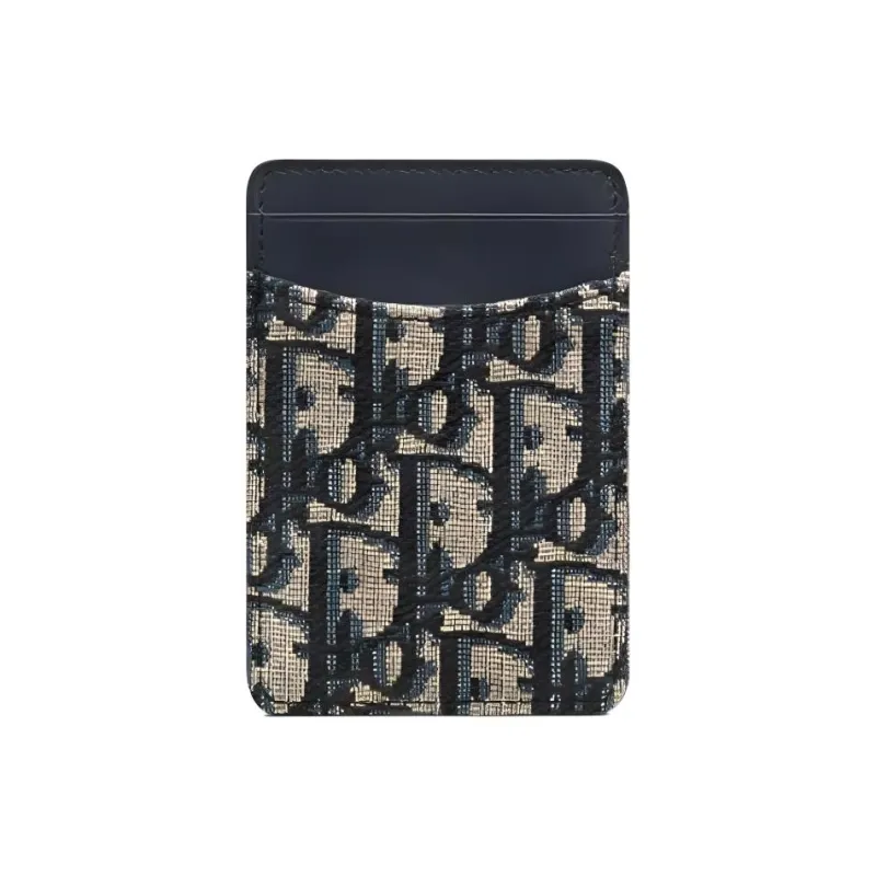 DIOR 30 Montaigne Fabric Card Holder Women's Blue-1