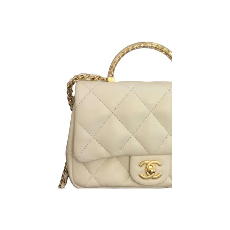 CHANEL Leather Shoulder Bag, Crossbody Bag, Handbag Women's White-2