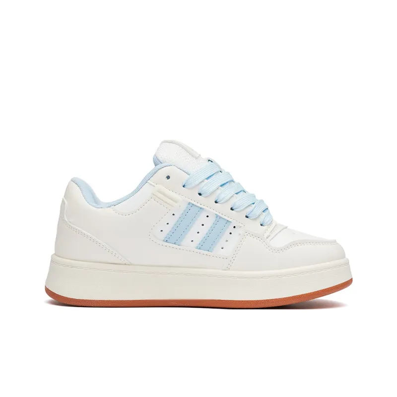 MEXICAN Anti Slip Wear Resistant Low Top Skateboard Shoes Women's White Blue-1