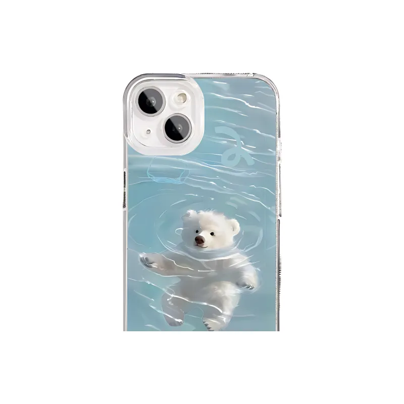Wei Xin TPU Material Swimming Bear Phone Cases Compatible With IPhone 16/15 Pro Max/Apple 13/14 Pro Max/12 Series-1