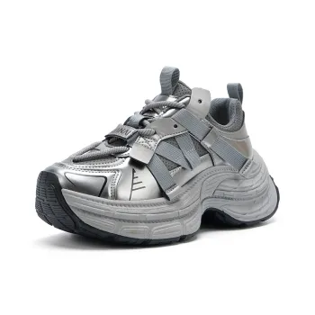 HUANAI Height Increasing Low Top Chunky Sneakers Women's Silver