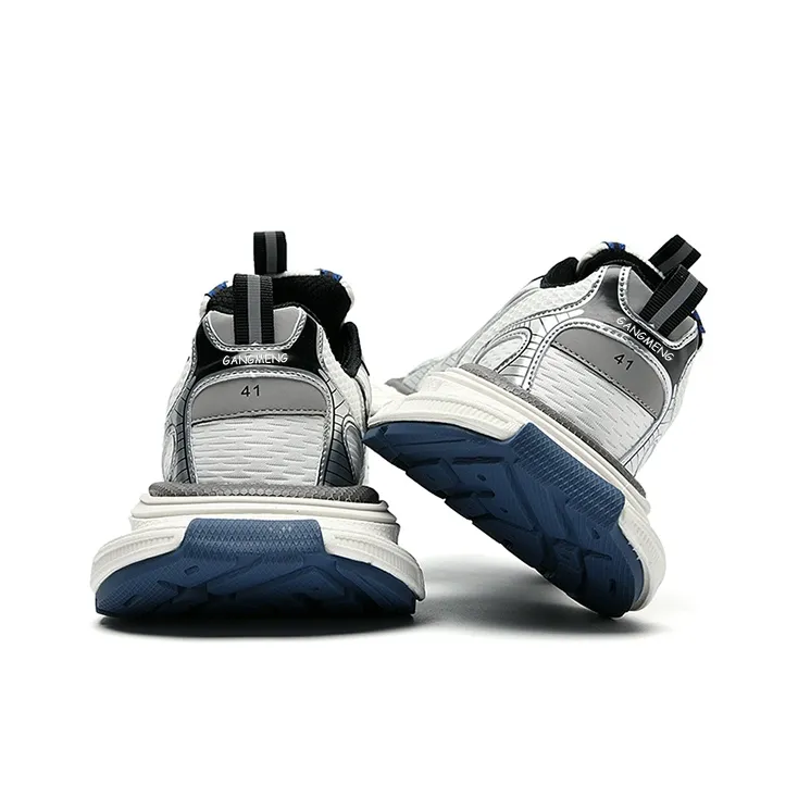 Hong Kong Meng Anti-Slip And Wear-Resistant Height Increasing Low-Top Chunky Sneakers Unisex White Blue-5