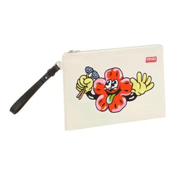 KENZO Motif Embroidered Zipped Clutch Bag