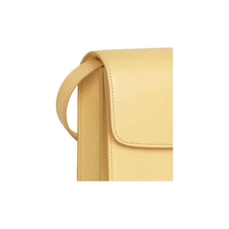 CELINE Polished Cow Leather Portable Crossbody Bag Shoulder Bag Women's Candy Color Light Yellow-3
