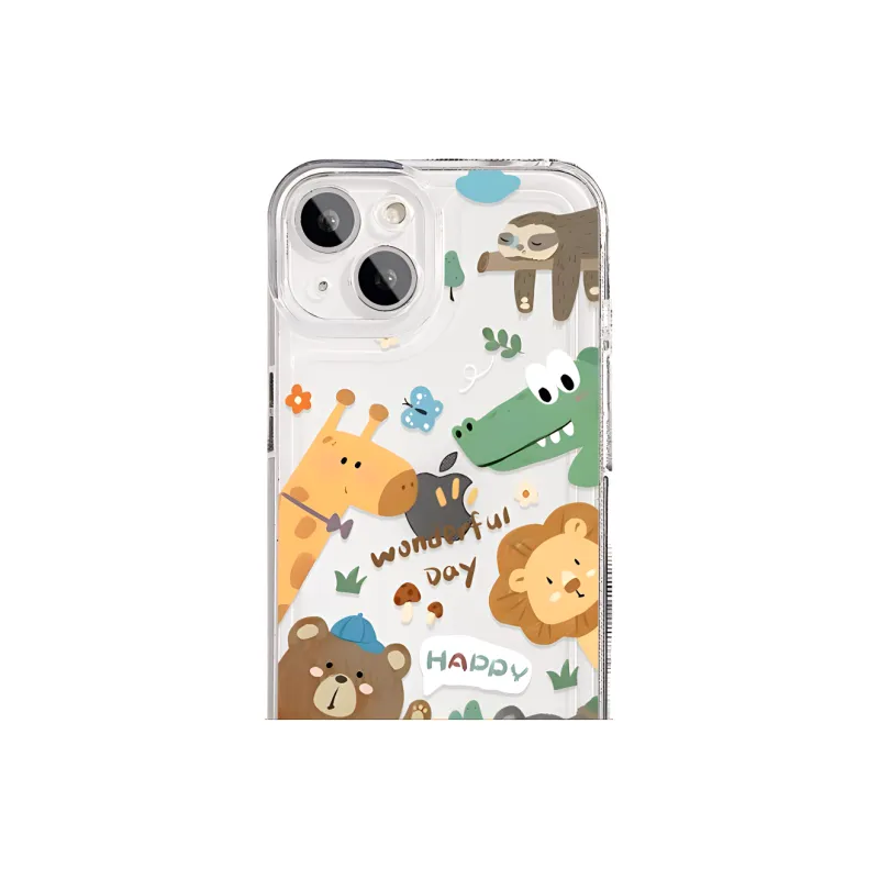 Wei Xin TPU Material Forest Zoo Phone Cases Compatible With IPhone 16/15 Pro Max/Apple 13/14 Pro Max/12 Series-1