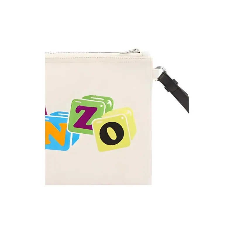 KENZO Motif Embroidered Zipped Clutch Bag-3
