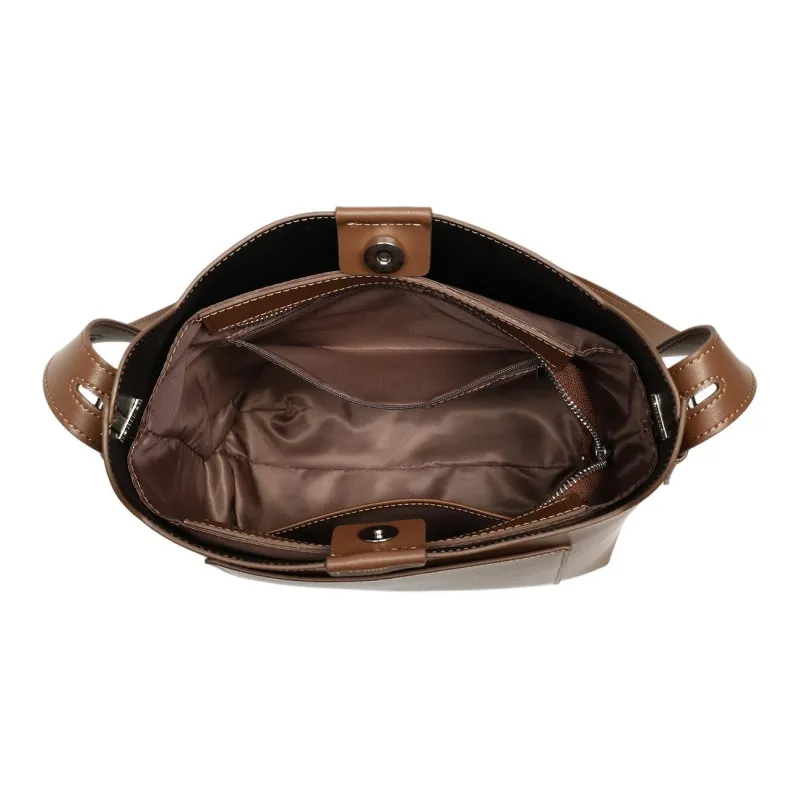 MILLIE'S Cow Leather With Synthetic Leather Shoulder Bag, Crossbody Bag Tote Tubas Women's Caramel-4