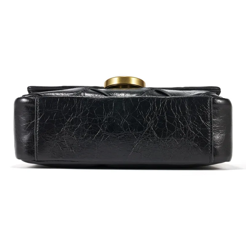 BOSSSUNWEN Cow Leather Crossbody Bag, Shoulder Bag Everyday Commute Casual Women's Black-4