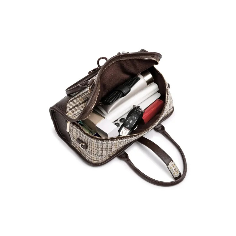 FAIRWHALE Cow Leather With Wool Crossbody Handbags Women's Coffee-7