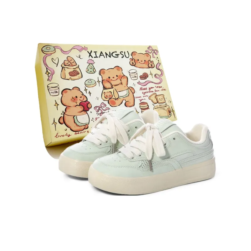 XIANGSU Anti-Slip Wear-Resistant Low-Top Skateboard Shoes Women's Yellow-5