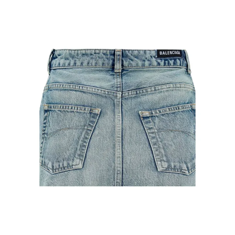 Balenciaga Denim Short Skirts Women's Blue-3