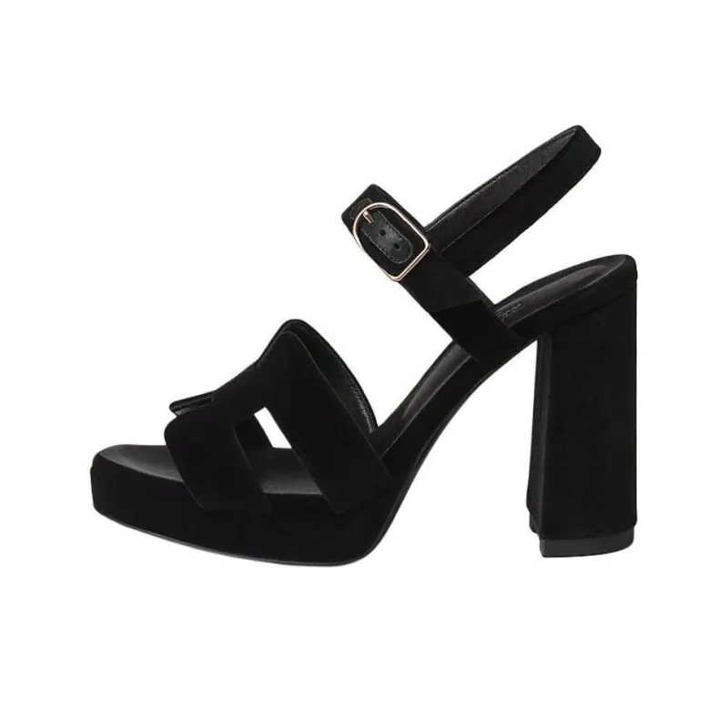 HERMES Jazz Strap Sandals 10.4cm Women's Black-0