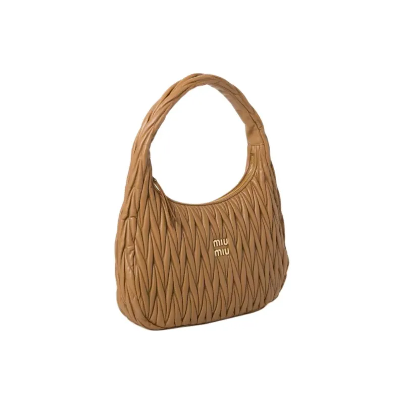 MIU MIU Leather Handbag Shoulder Bag Women's Caramel Brown-1