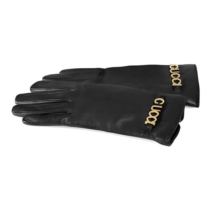 GUCCI Leather Gloves Women's Black-1