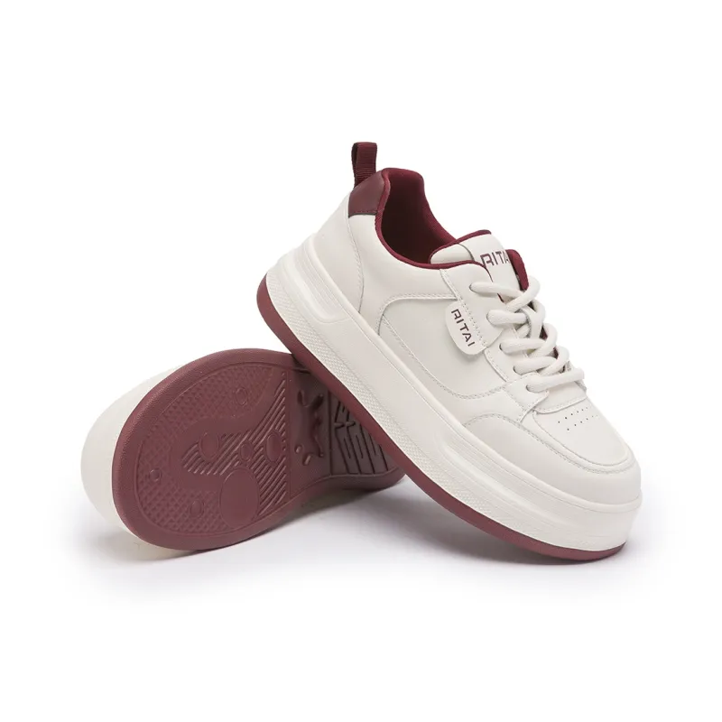 Ritai Skateboard Shoes Women's Low Top Beige-4