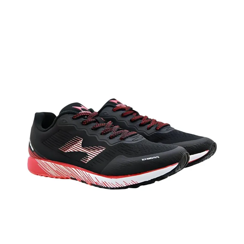HEALTH Cushioning Breathable Low Top Running Shoes Unisex Black Red-3