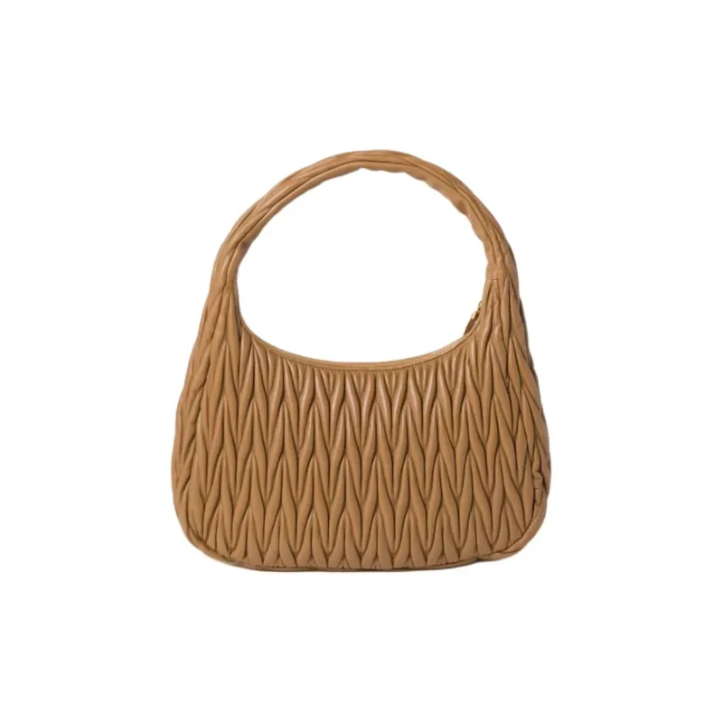 MIU MIU Leather Handbag Shoulder Bag Women's Caramel Brown-2