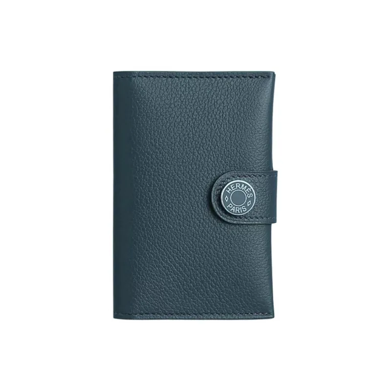 HERMES Evercolor Calfskin Card Holder Women's 7P Bleu De Prusse Prussian Blue-0