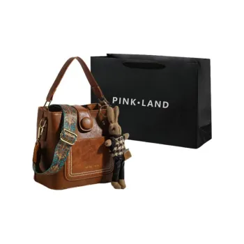 PINK·LAND PU Bucket Bags Handbag Crossbody Bag Women's Caramel/Red Brown/Black/Green
