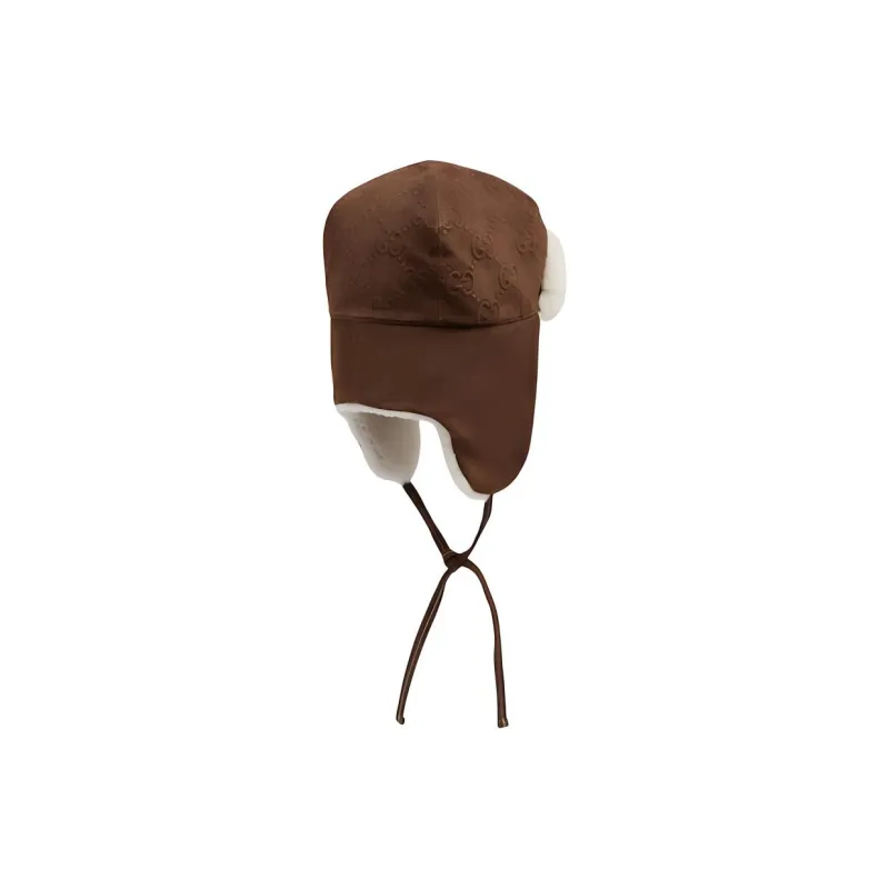 GUCCI Suede Trapper Hats Men's Brown-2