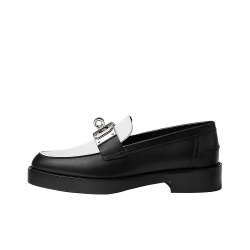 HERMES Hot Loafers 4cm Women's White Black