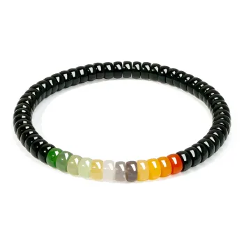 JIAHAOJADE Good Luck Classic Everyday Versatile Bracelet, Burmese Gold Green Jade Unisex